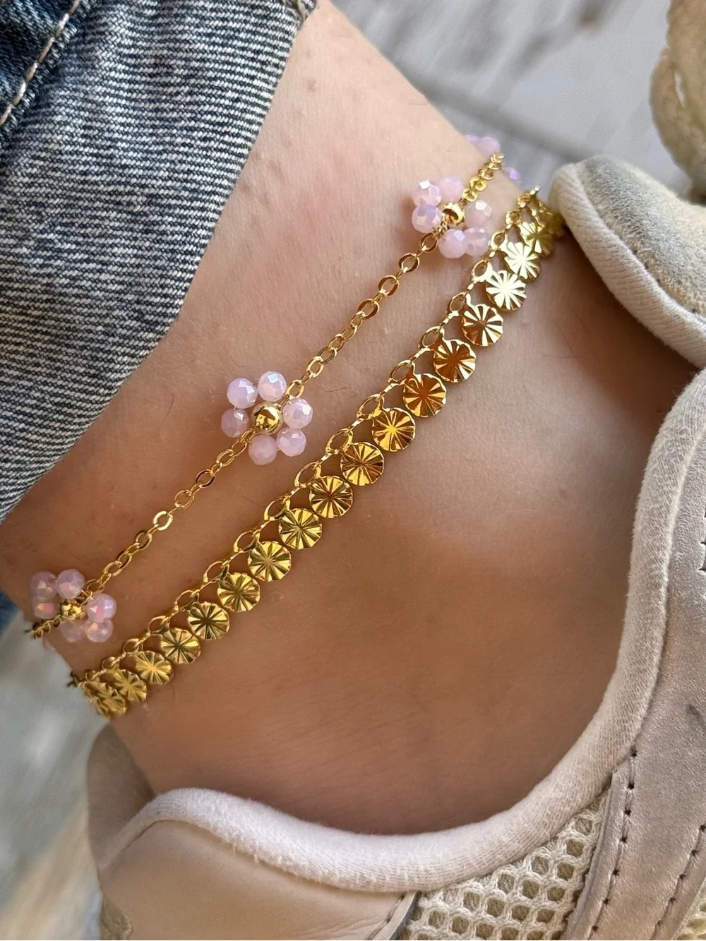 3/$40! 14k Gold Plated Dainty Disc Charm Anklet Water Resistant Adjustable